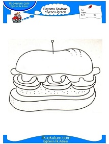 Çocuklar İçin Sandwich Boyama Sayfaları 